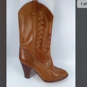 Mid calf cowboy style boot